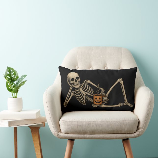 Squelette couché en bas Halloween Lumbar Coussin n (Chaise)