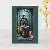 Squelette dans l'Humour de salle de bain Carte d'H (Fleur jaune)