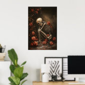 Squelette dans une impression de roses, Halloween  (Bureau à domicile)
