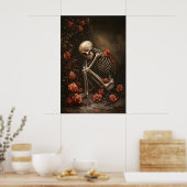 Squelette dans une impression de roses, Halloween  (Cuisine)