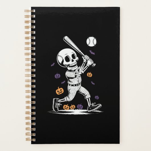 Squelette de baseball Halloween frappant (Devant)