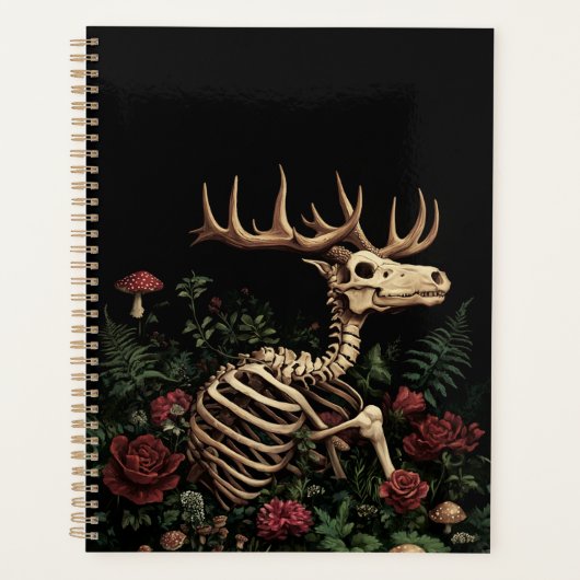 Squelette de cerf mystique gothique floral (Devant)