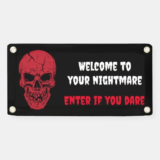 Squelette effrayant crâne Bannière Halloween (Horizontal)