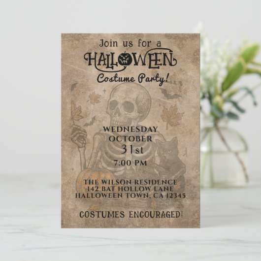 Squelette éffrayant Invitation de la fête d'Hallow (Debout devant)