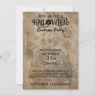 Squelette éffrayant Invitation de la fête d'Hallow