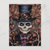 Squelette en style carte postale Halloween (Devant)