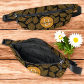 Squelette feuille Motif avec Monogramme initial