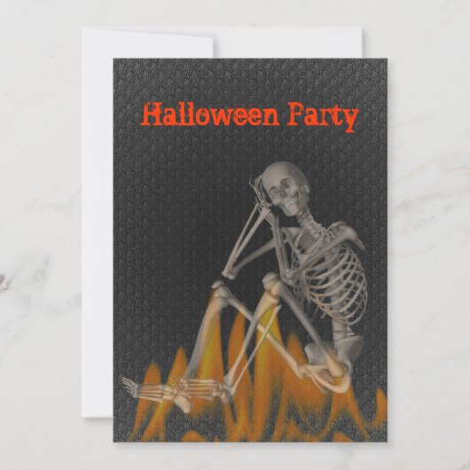 Squelette Flames Halloween Invitation (Devant)