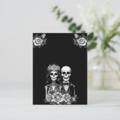 Squelette gothique couple mariage floral Carte pos (Debout devant)