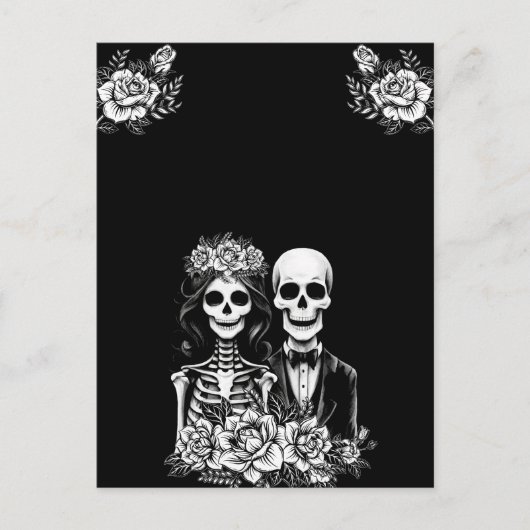 Squelette gothique couple mariage floral Carte pos (Devant)