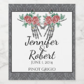 Squelette gothique Mains et Mariage Rose Étiquette (Étiquettes simples)