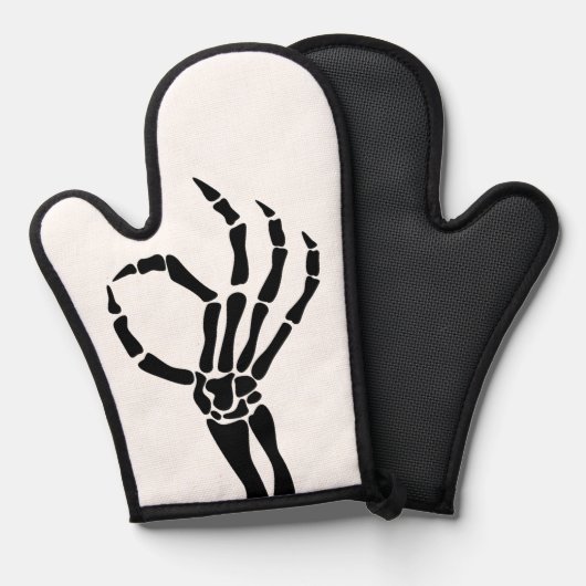Squelette Hand Ok Signal gothique Halloween Cuisin (Recto/Verso)