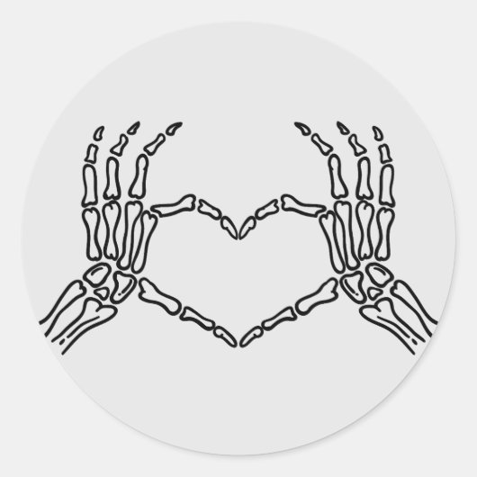 Squelette Mains Coeur Sticker forme (Devant)