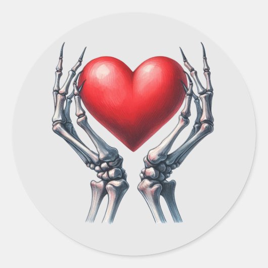 Squelette Mains tenant un gros sticker de coeur (Devant)