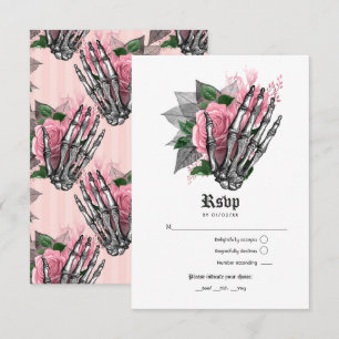 Squelette rose floral Faire-part de mariage gothiq