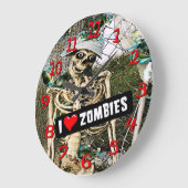 Squelette Skully amour zombies horloge murale. (Angle)