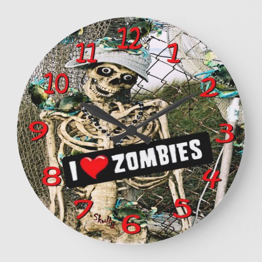 Squelette Skully amour zombies horloge murale. (Recto)
