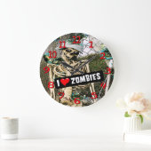 Squelette Skully amour zombies horloge murale. (Maison)