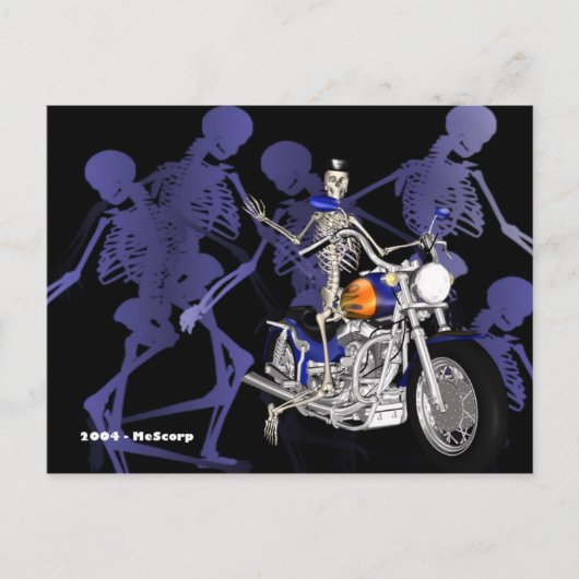 Squelette Sur Chopper - Carte Postale (Devant)