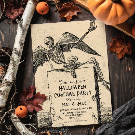 Squelette vintage Adulte Halloween Fête Invitation