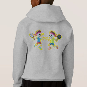 Squelettes de dessin animé drôles jouant au padel
