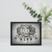 Squelettes d'Halloween gris noir et le menu coeur (Debout devant)