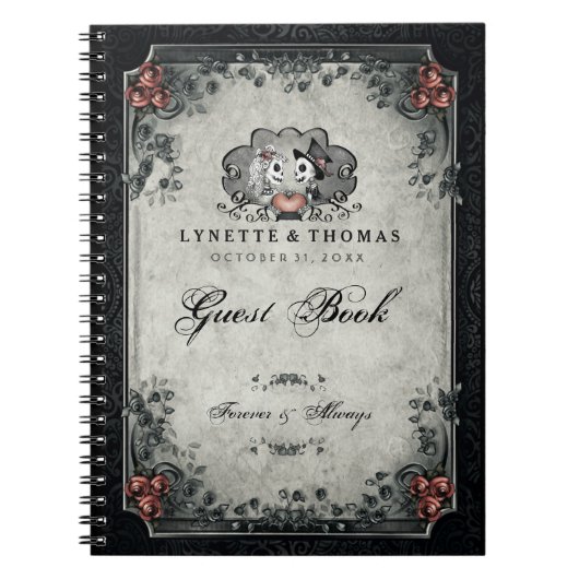 Squelettes et coeur de livre d'invité de mariage (Devant)
