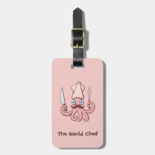 Squid Chef Cartoon Bagagelabel