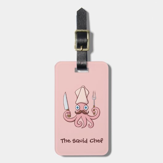 Squid Chef Cartoon Bagagelabel (Voorkant verticaal)