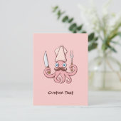 Squid Chef Cartoon Briefkaart (Staand voorkant)