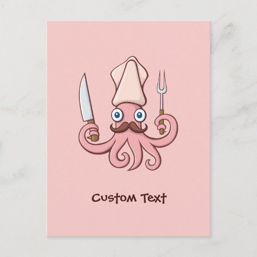 Squid Chef Cartoon Briefkaart (Voorkant)