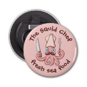 Squid Chef Cartoon Button Flesopener (Voorkant)