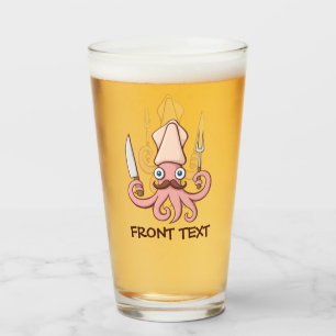 Squid Chef Cartoon Glas