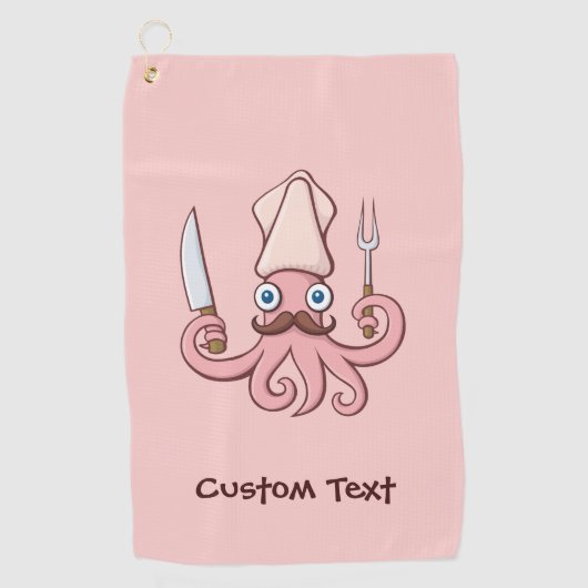 Squid Chef Cartoon Golfhanddoek (Voorkant)
