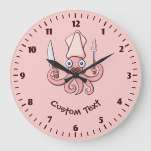 Squid Chef Cartoon Grote Klok