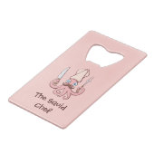 Squid Chef Cartoon Kredietkaart Flessenopener (Voorkant Gekanteld)