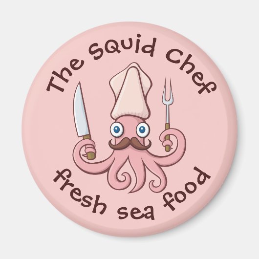 Squid Chef Cartoon Magneet (Voorkant)