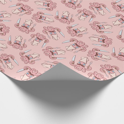 Squid Chef Cartoon Pattern Cadeaupapier (Hoek)