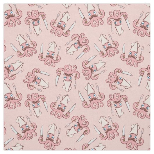 Squid Chef Cartoon Pattern Stof (Swatch)