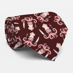 Squid Chef Cartoon Pattern Stropdas