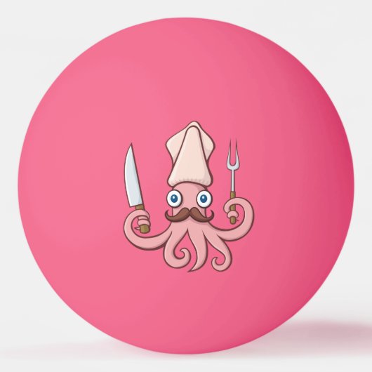 Squid Chef Cartoon Pingpongballen (Voorkant)