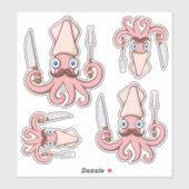 Squid Chef Cartoon Set Sticker (Vel)