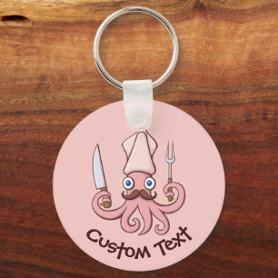 Squid Chef Cartoon Sleutelhanger