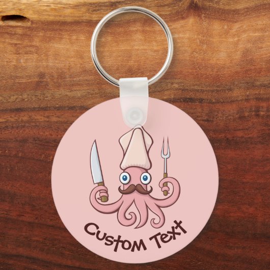 Squid Chef Cartoon Sleutelhanger (Voorkant)