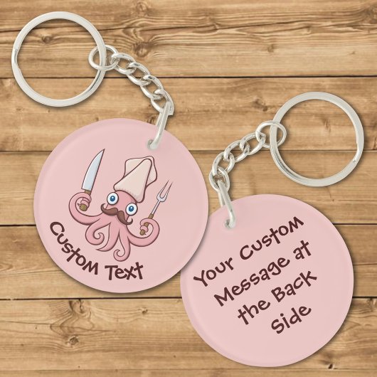 Squid Chef Cartoon Sleutelhanger