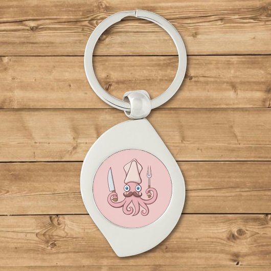 Squid Chef Cartoon Sleutelhanger