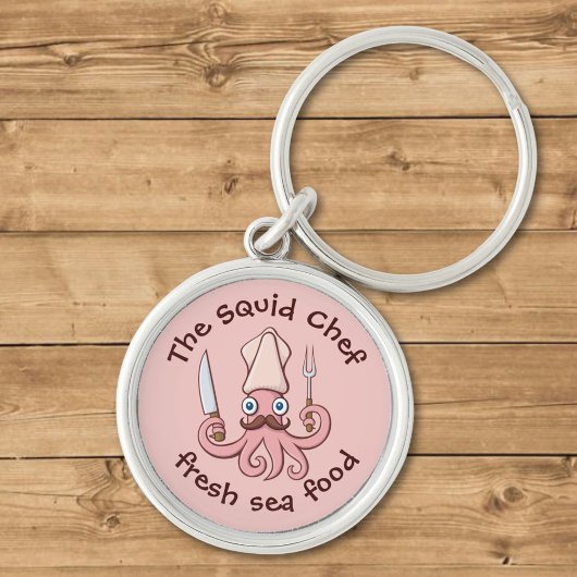 Squid Chef Cartoon Sleutelhanger