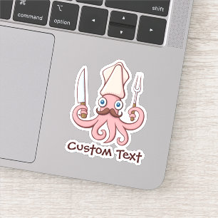 Squid Chef Cartoon Sticker
