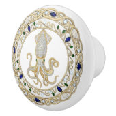 Squid Gold Crystal Ocean Sea 2D graphic gemstone Keramische Knop (Rechts)