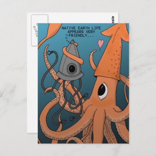Squid X Alien Robot Briefkaart (Voorkant / Achterkant)